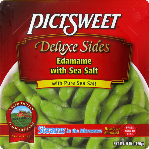 slide 1 of 1, PictSweet Deluxe Sides Edamame With Sea Salt, 6 oz