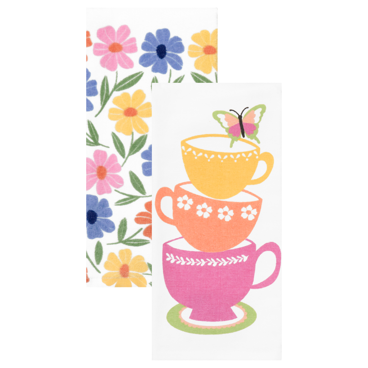 slide 1 of 5, Meijer Corporate Seasonal MCS Spring Tea Stack Blossom 2pc Kitchen Towel Set, 16 in x 26 in, 2 ct