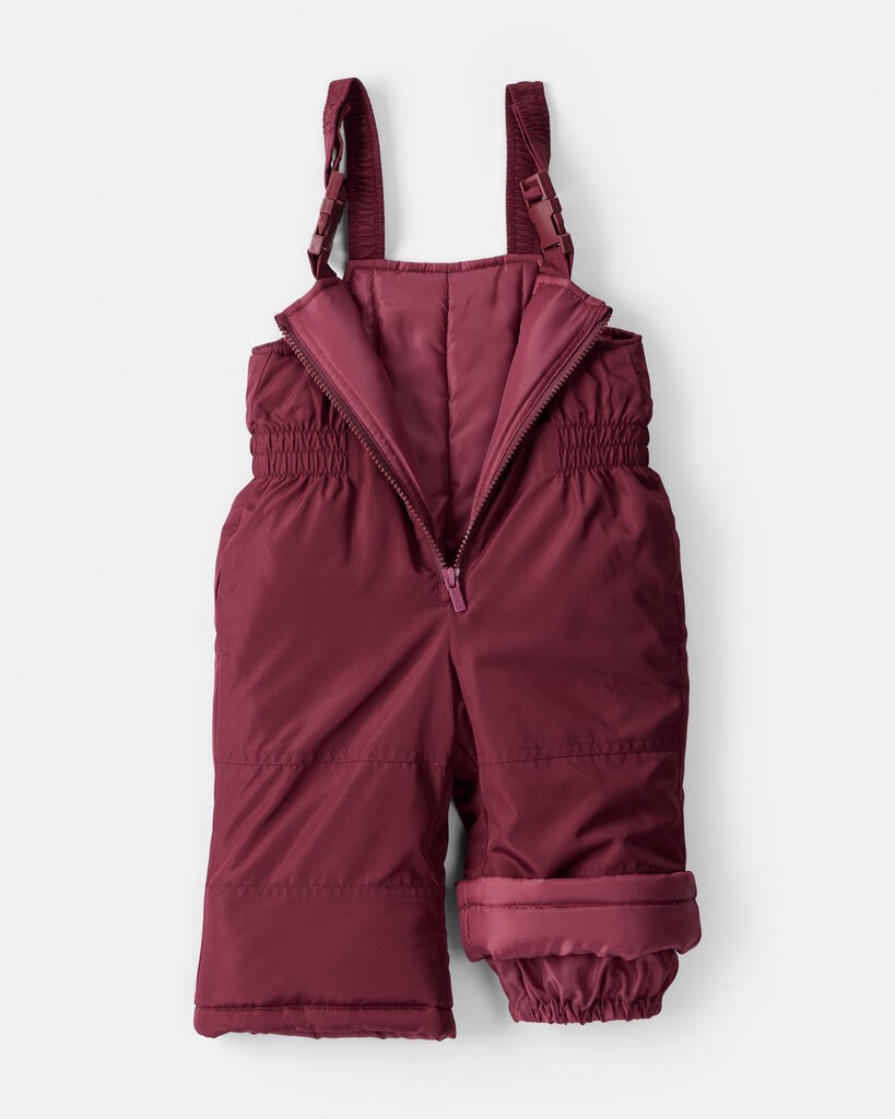 slide 4 of 5, Carter's Baby Girl 2-Piece Color Block Hooded Snowsuit Jacket & Bib Set - Pink/Red Maroon 24M, 2 pc