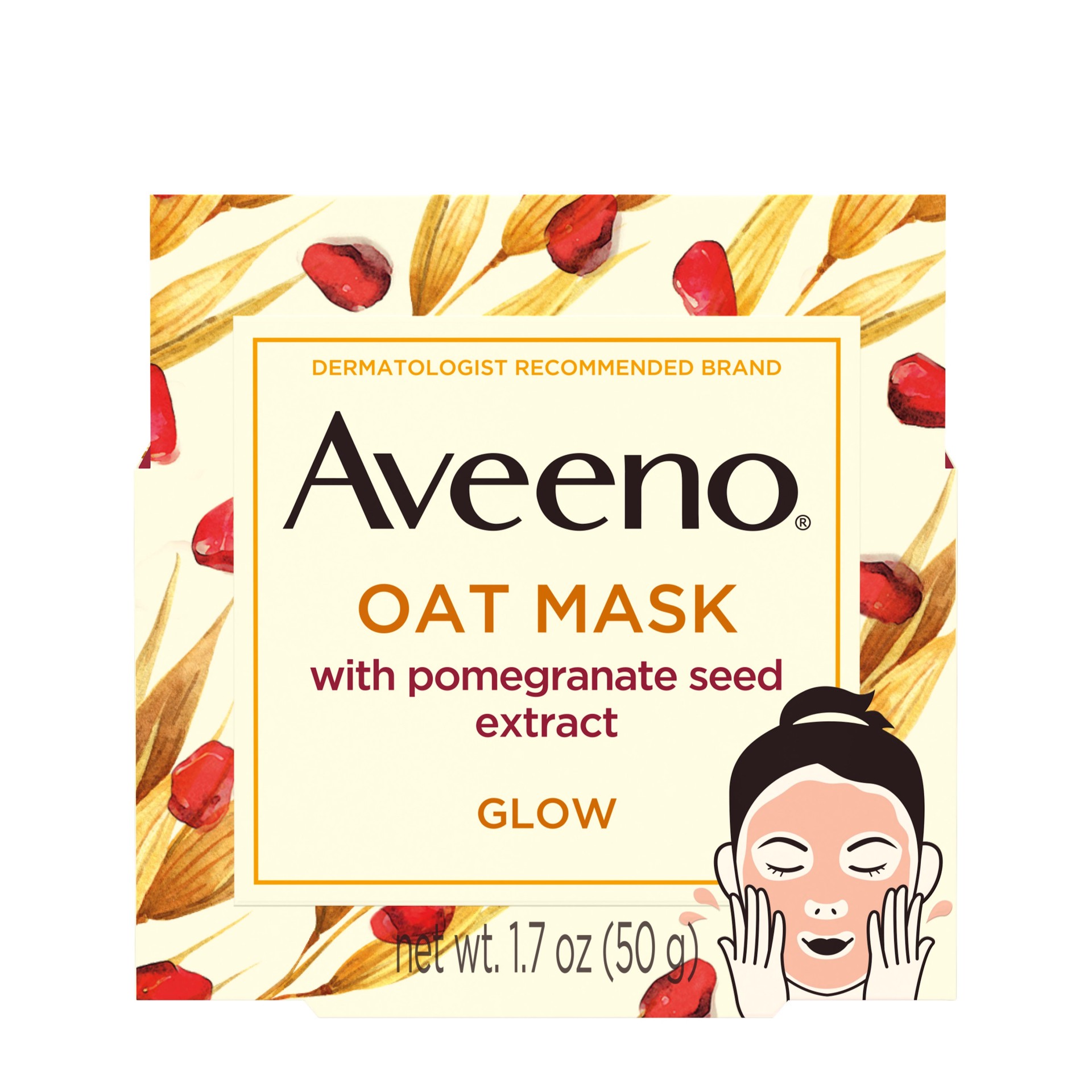 slide 1 of 9, Aveeno Pomegranate Oat Mask Seed Extract, 1.7 oz