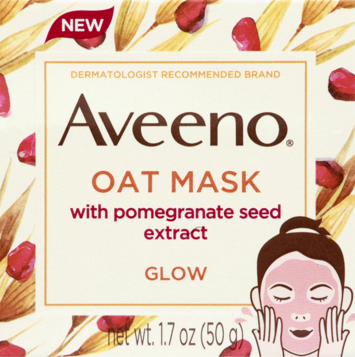 slide 4 of 9, Aveeno Pomegranate Oat Mask Seed Extract, 1.7 oz