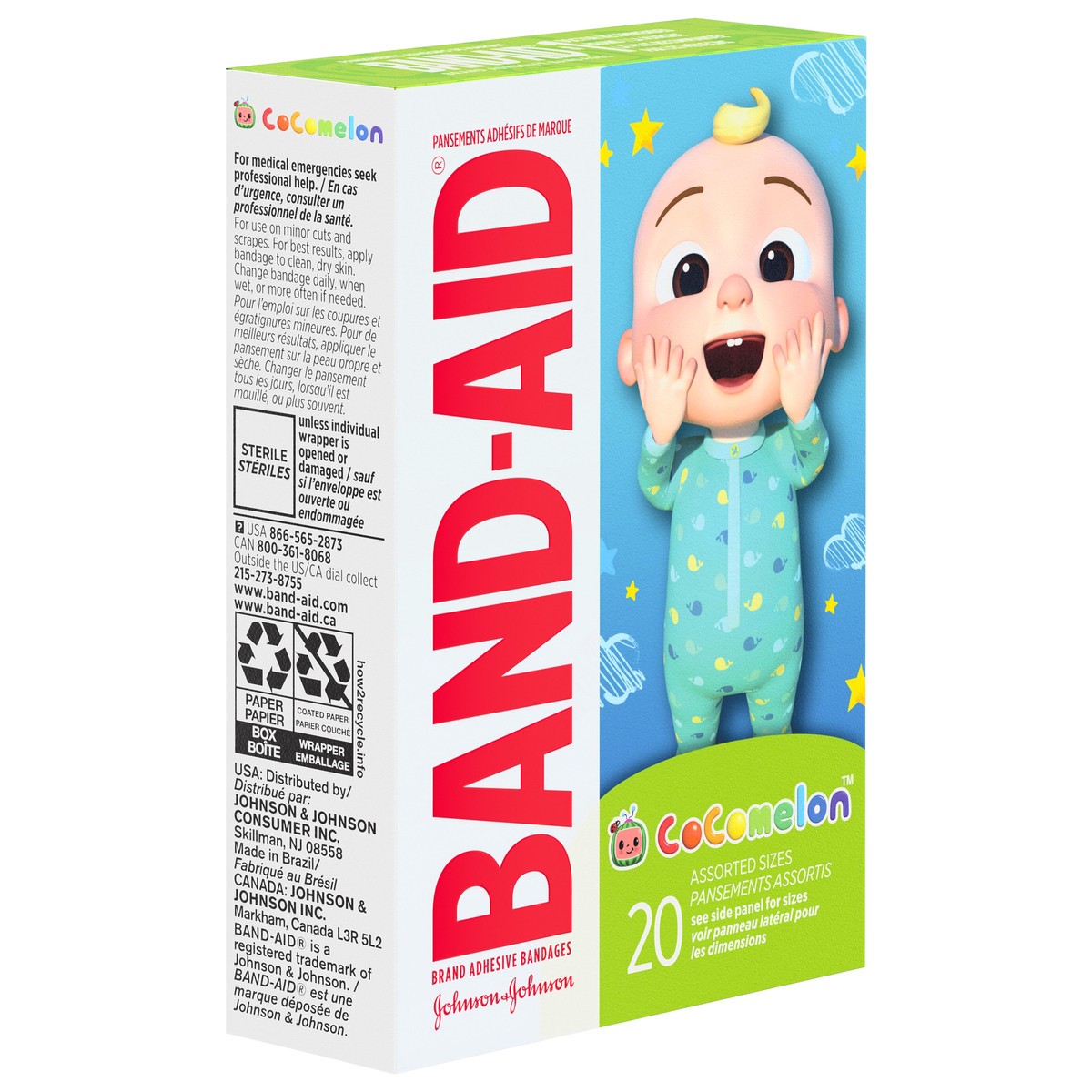 slide 3 of 8, BAND-AID Adhesive First Aid Bandages for Kids & Toddlers Featuring Moonbug CoComelon Characters, Sterile Individually Wrapped Bandages for Minor Cuts & Scrapes, Assorted Sizes, 20 Ct, 20 ct