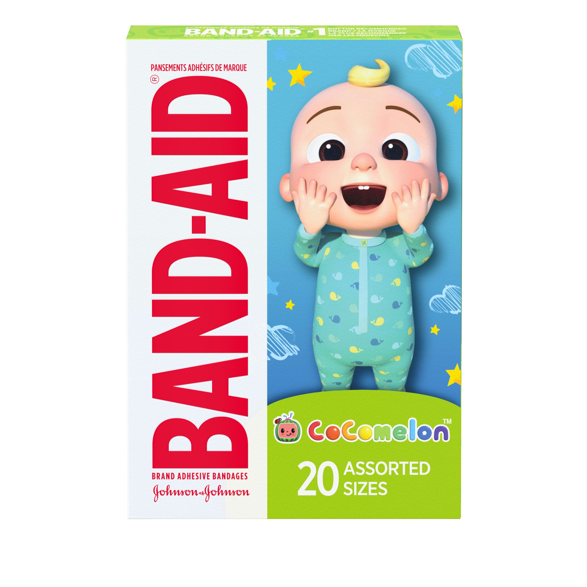slide 1 of 8, BAND-AID Adhesive First Aid Bandages for Kids & Toddlers Featuring Moonbug CoComelon Characters, Sterile Individually Wrapped Bandages for Minor Cuts & Scrapes, Assorted Sizes, 20 Ct, 20 ct