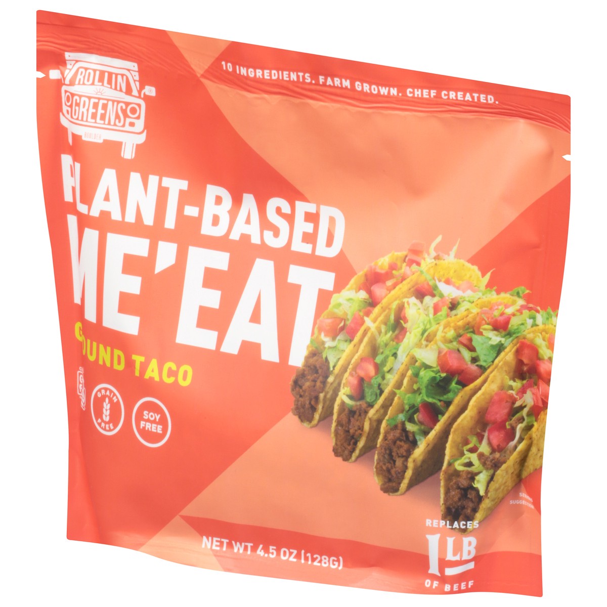 slide 12 of 12, RollinGreens Plant-Based Ground Taco Me'Eat 4.5 oz, 4.5 oz