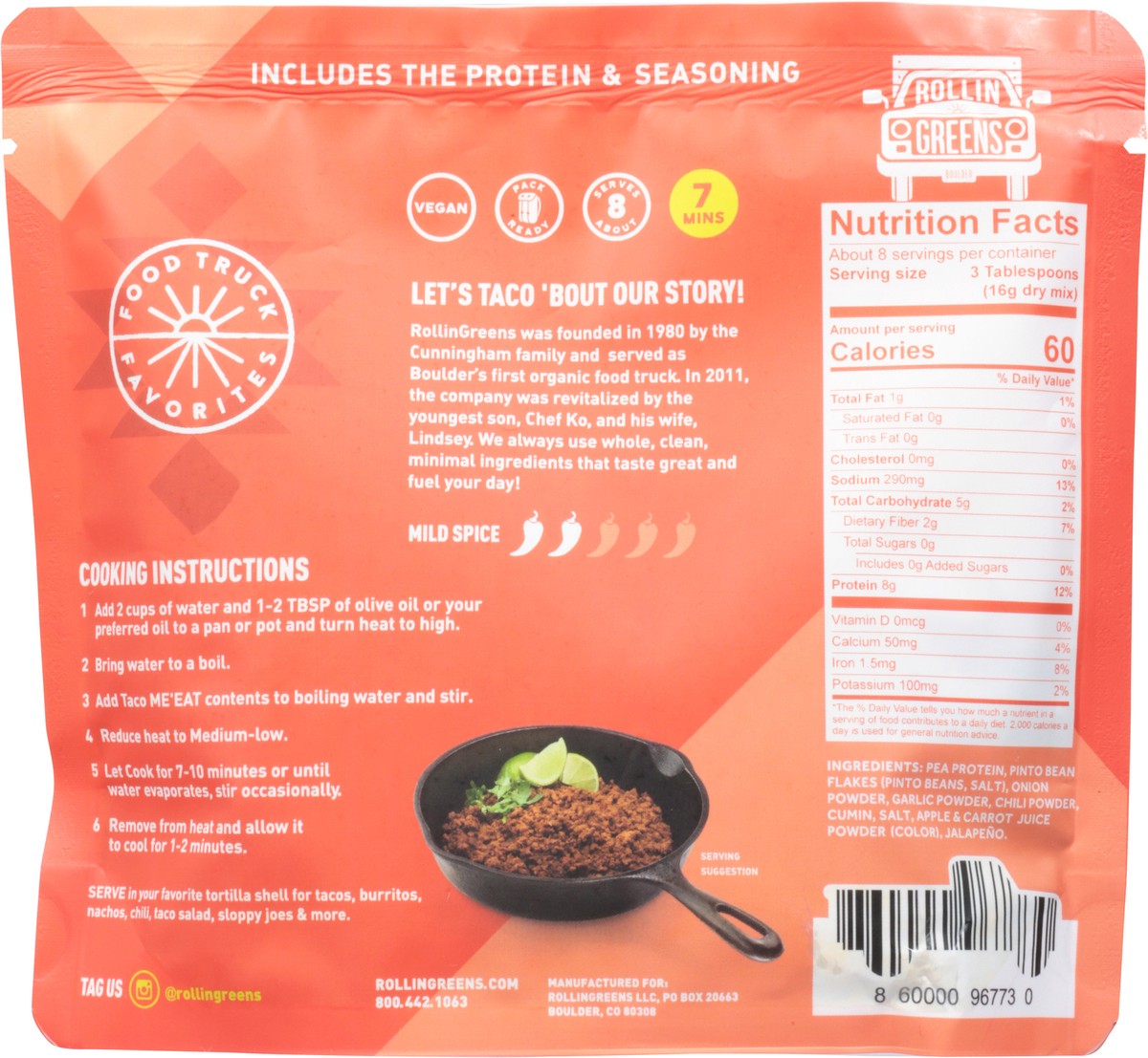 slide 8 of 12, RollinGreens Plant-Based Ground Taco Me'Eat 4.5 oz, 4.5 oz