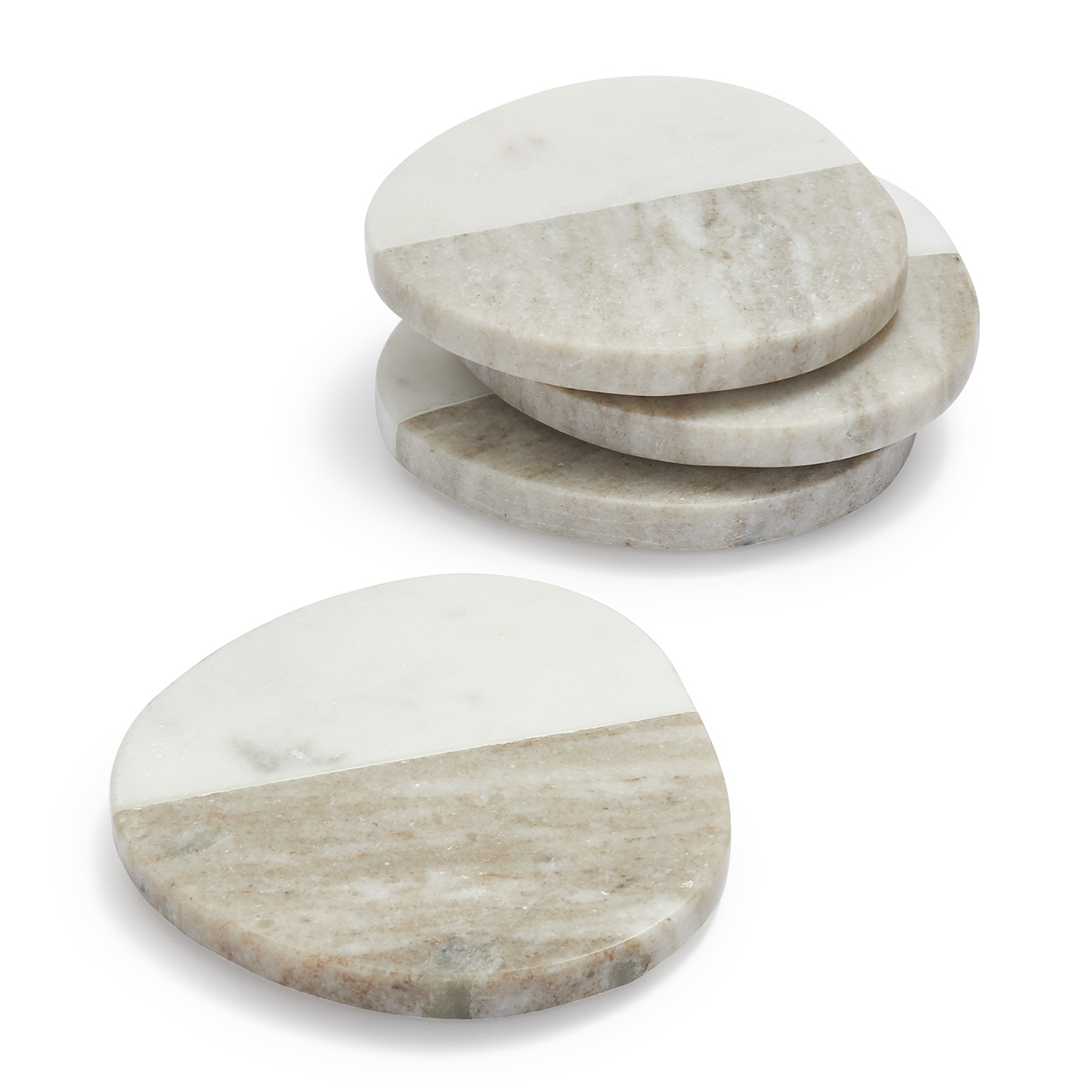 slide 1 of 1, Sur La Table Two-Tone Marble Coasters, 4 ct