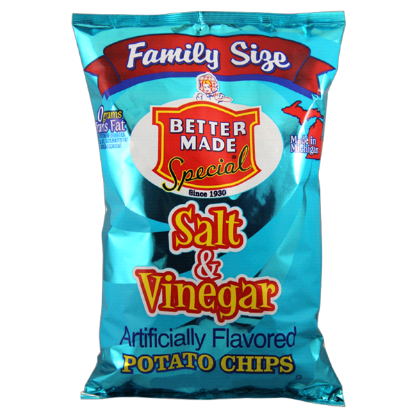 slide 1 of 1, Better Made Family Size Salt & Vinegar Potato Chips, 9.5 oz