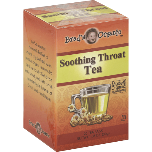 slide 1 of 1, Brad's Organic Soothing Throat Tea, 20 ct