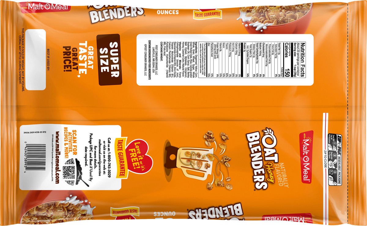 slide 4 of 7, Malt-O-Meal Oat Blenders Honey Cereal 32 oz, 32 oz