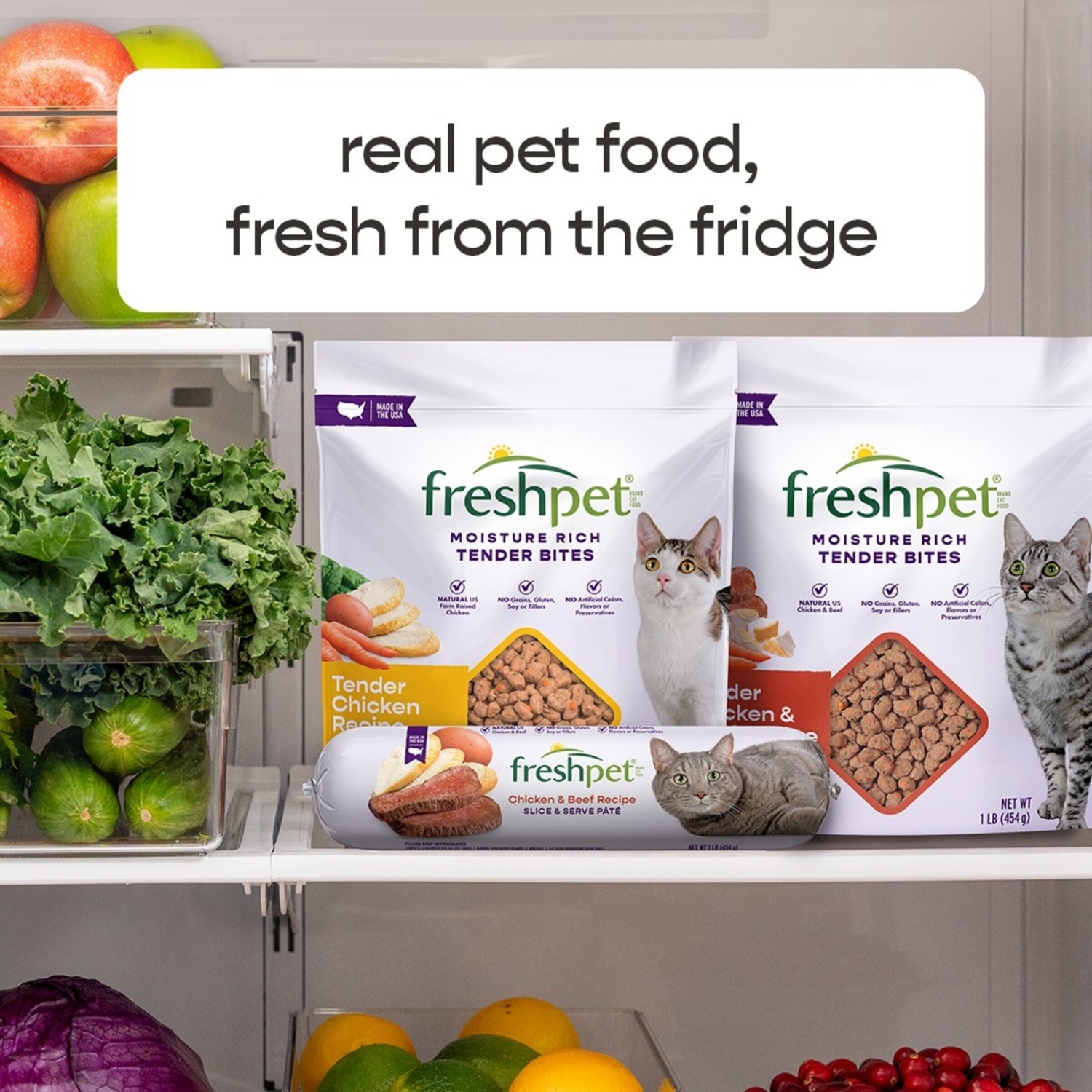 slide 6 of 7, Freshpet Select Moisture Rich Tender Bites Tender Chicken Recipe Cat Food 1 lb, 1 lb