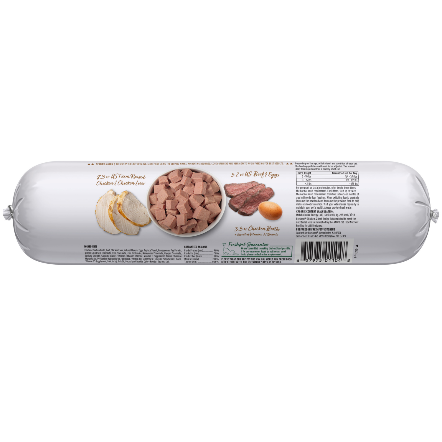 slide 6 of 8, Freshpet Select Gourmet Pate Grain Free Chicken & Beef Recipe Cat Food 1 lb, 1 lb