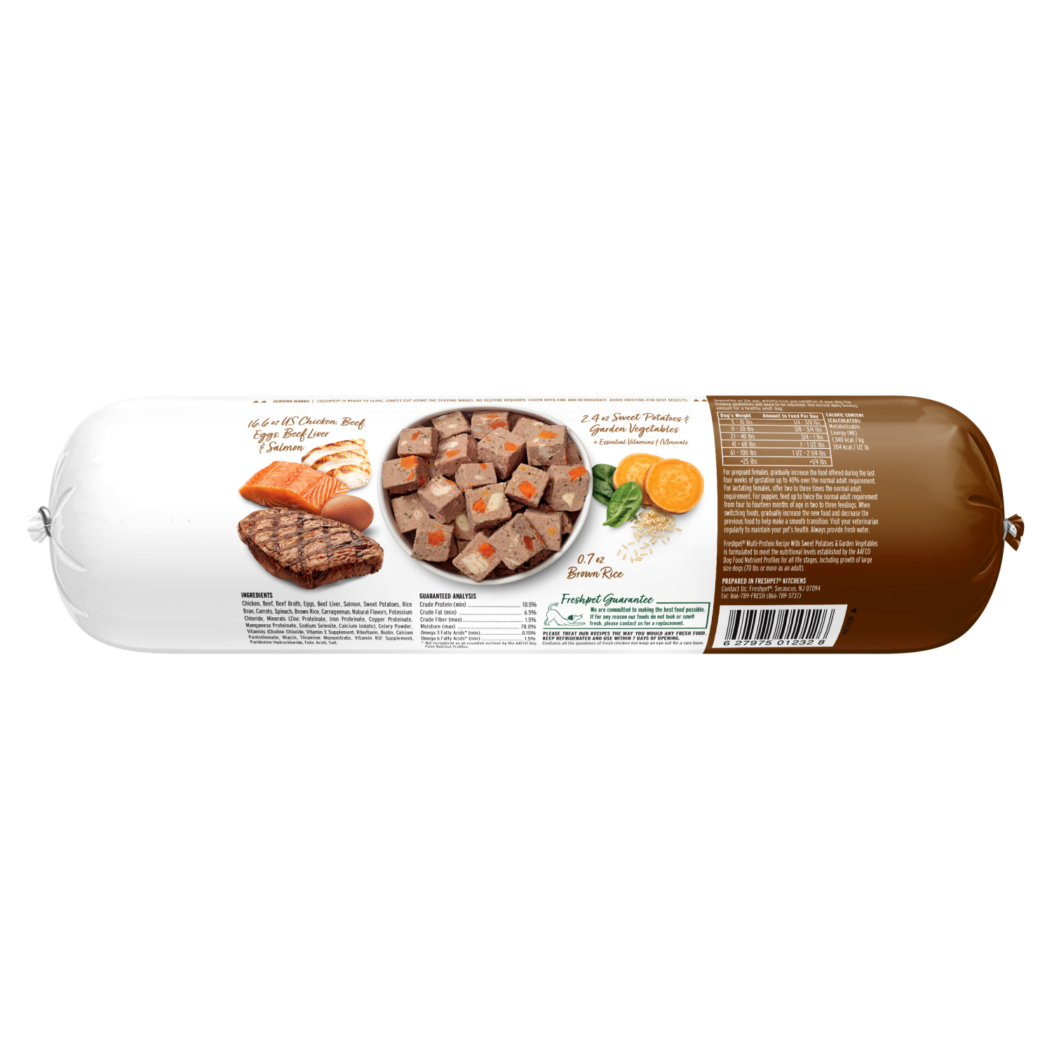 slide 6 of 8, Freshpet Slice & Serve Roll Multi-Protein Recipe with Sweet Potatoes & Garden Vegetables Dog Food, 1.5 lb
