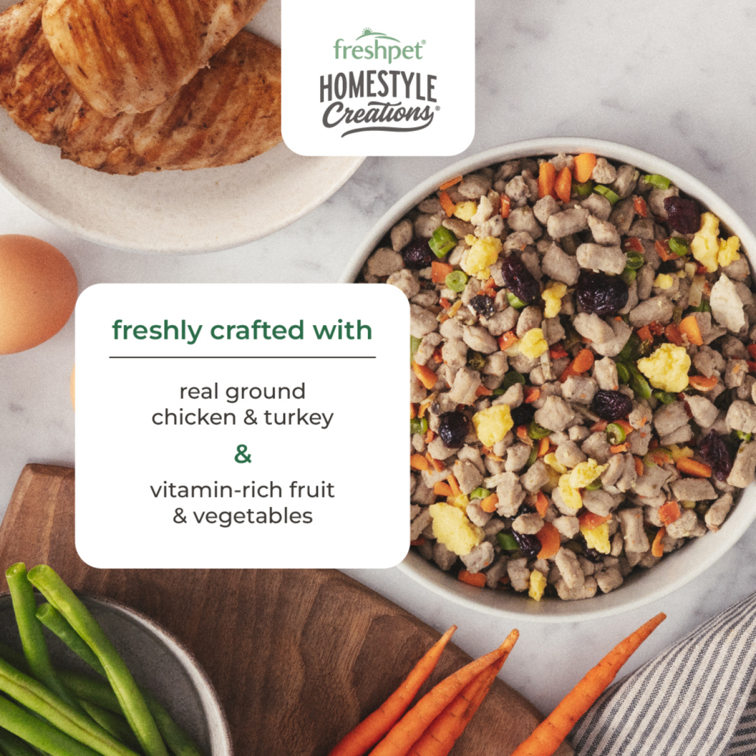 slide 3 of 7, Freshpet Homestyle creations Bag-Chicken & Turkey with Veggies, 1 lb