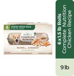 Freshpet Healthy & Natural Dog Food, Complete Nutrition Chicken Roll Multipack 6 x 1.5lb