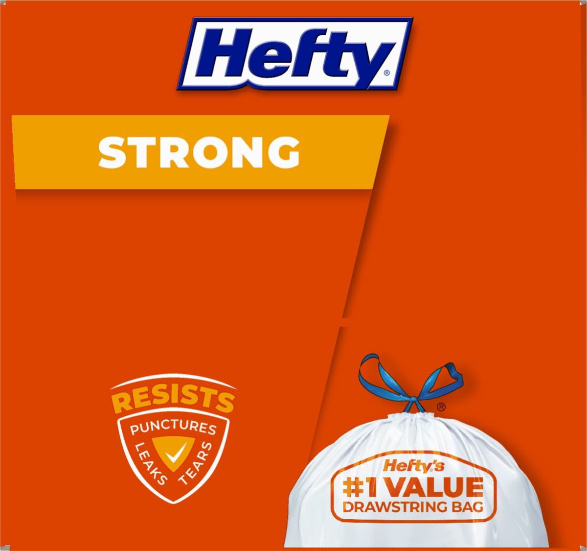 slide 6 of 14, Hefty 13 Gallon Strong Drawstrings Tall Kitchen Bags 45 ea, 45 ct; 13 gal