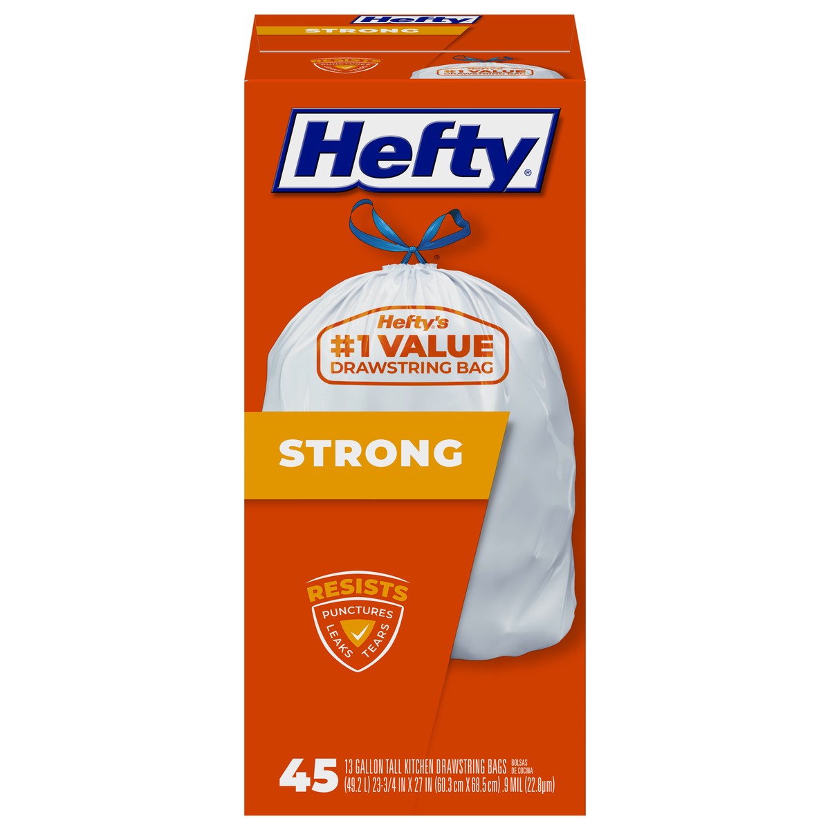 slide 7 of 14, Hefty 13 Gallon Strong Drawstrings Tall Kitchen Bags 45 ea, 45 ct; 13 gal