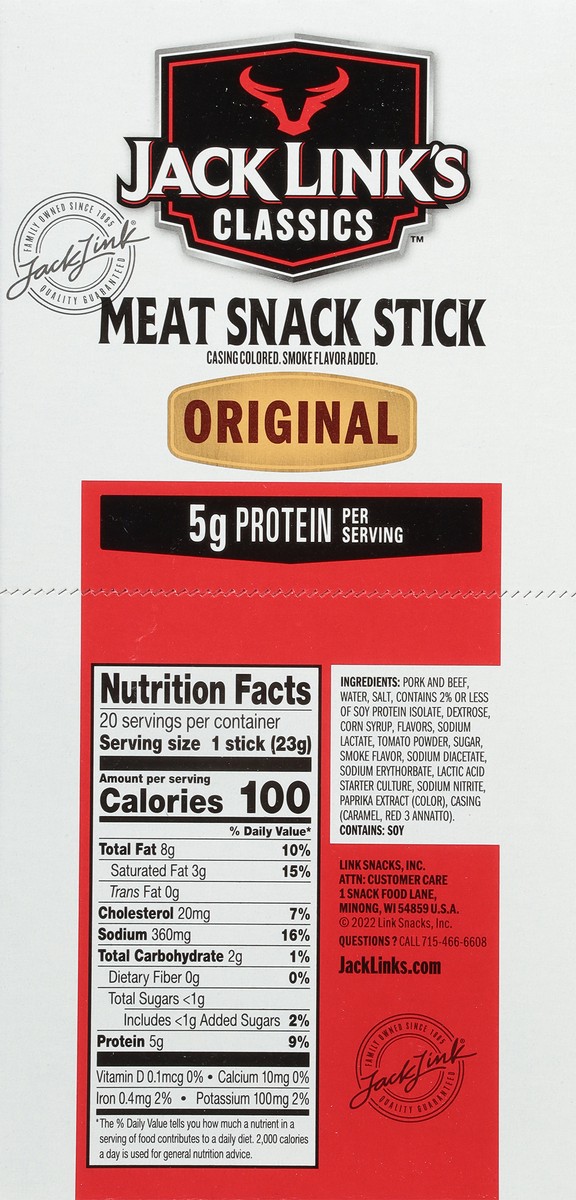 slide 6 of 12, Jack Link's Classics Original Beef and Pork Stick, 0.80 ounce, pack of 20, 0.80 oz