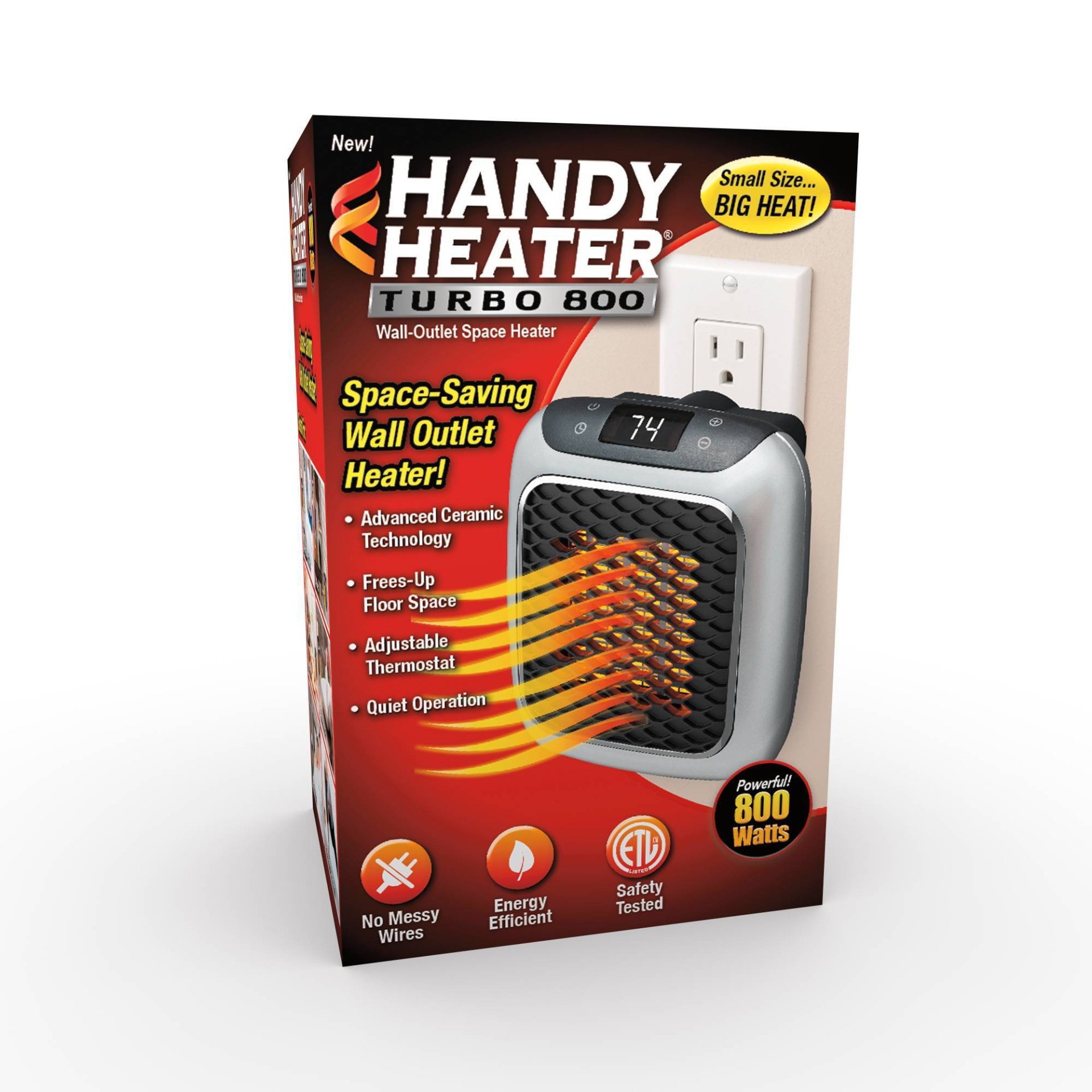 slide 1 of 1, As Seen on TV Handy Heater Turbo 800 Wall-Outlet Space Heater, 1 ct