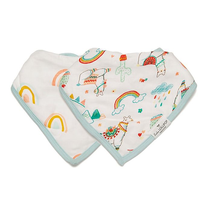 slide 1 of 3, Loulou Lollipop Llama Bandana Bibs, 2 ct