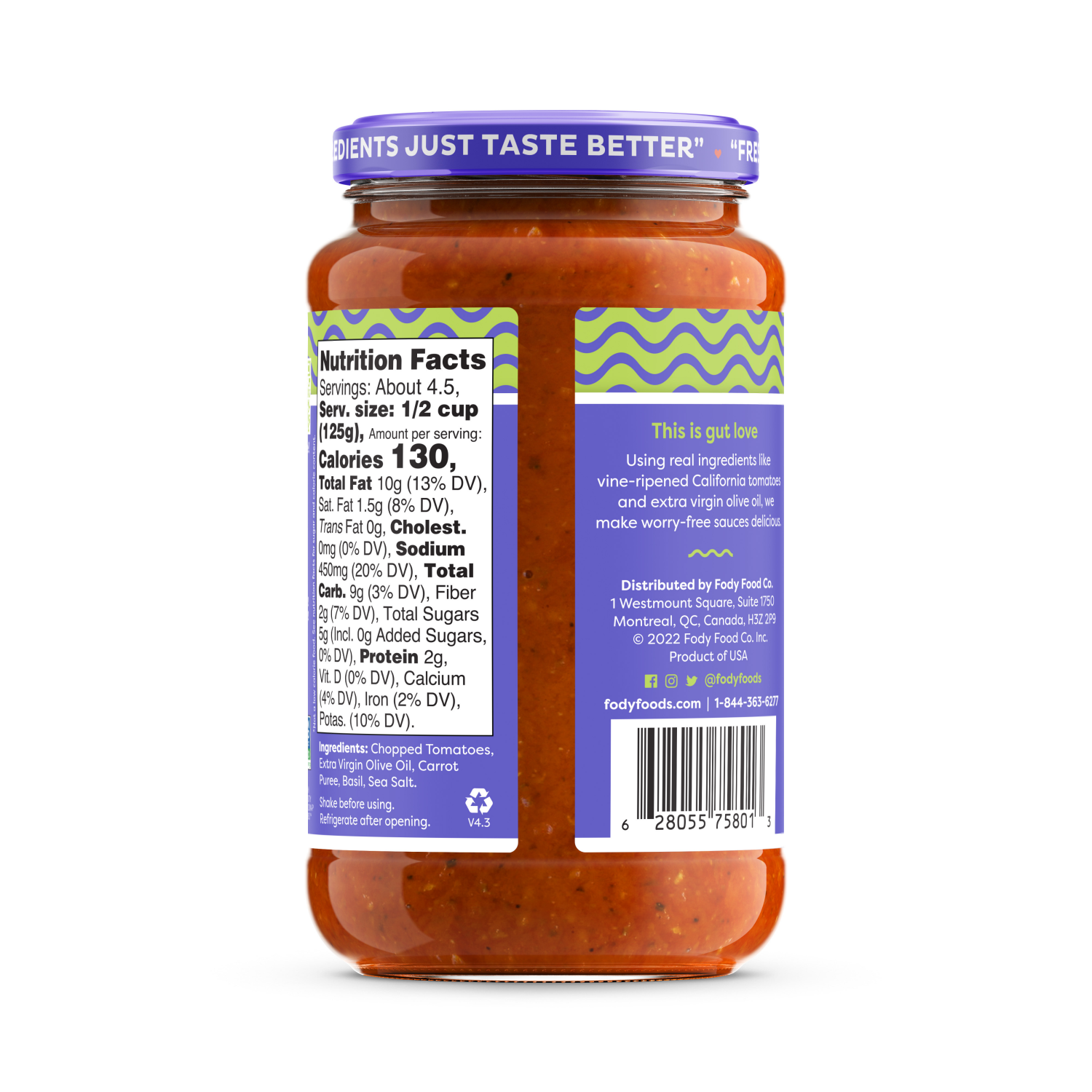 slide 2 of 3, Fody Tomato Basil Sensitive Pasta Sauce 19.4 oz, 19.4 oz