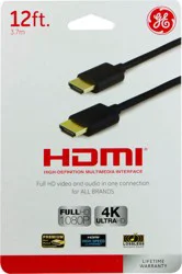 Ge Hdmi Full Hd Cable - Black - 12 Foot
