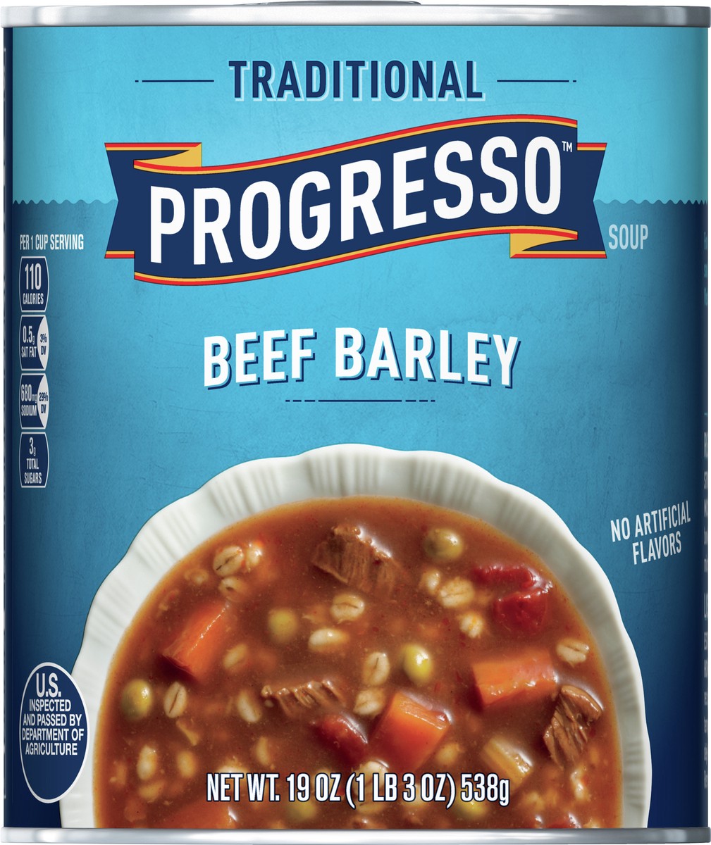 slide 6 of 9, Progresso Traditional, Ready to Serve Beef Barley Soup, 19 oz., 19 oz