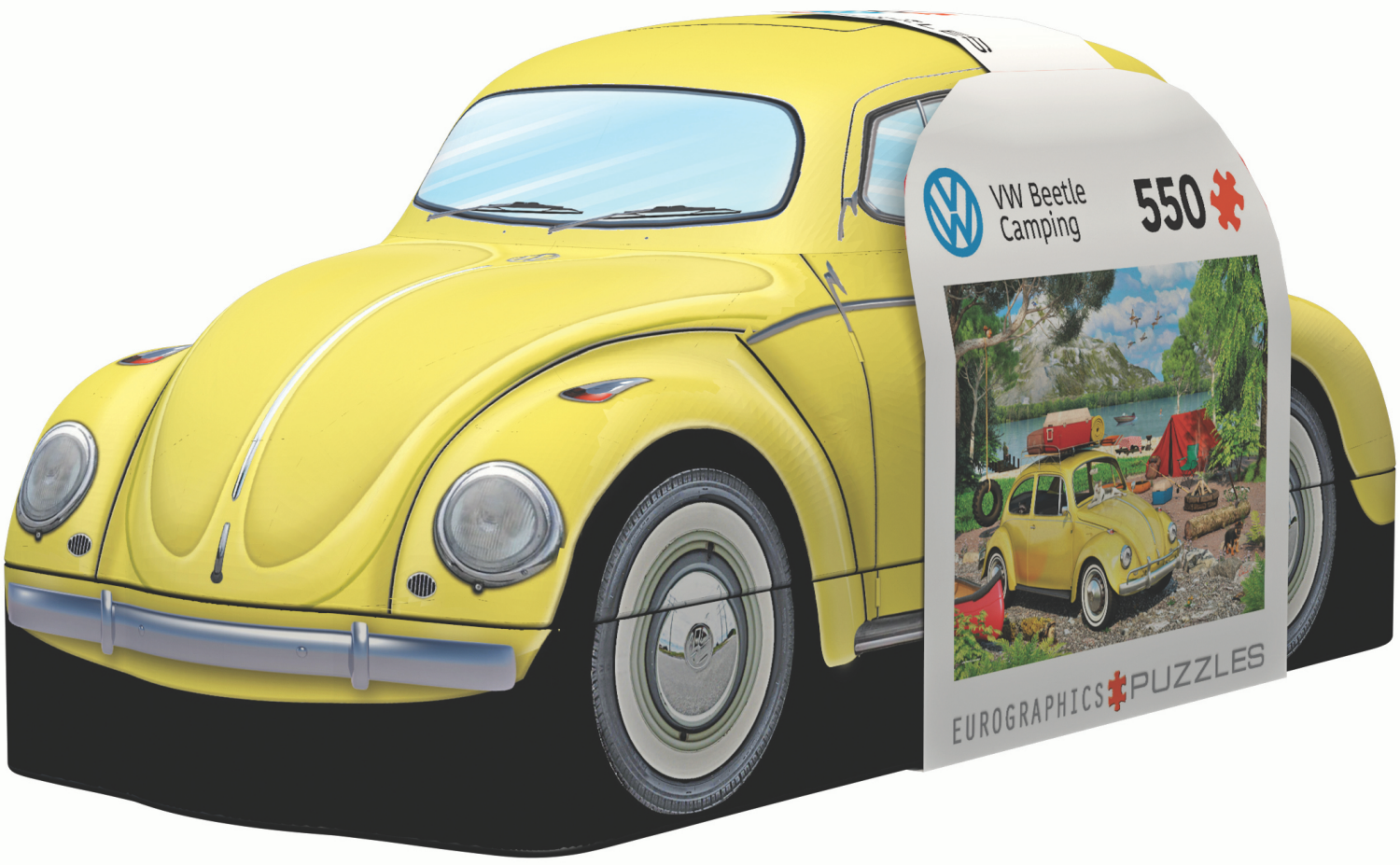 slide 1 of 1, VW Beetle Camping Shaped Tin, 1 ct