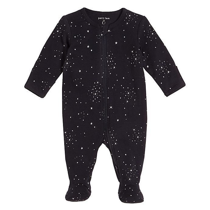 slide 1 of 1, Petit Lem Footie Newborn Navy Stars, 1 ct