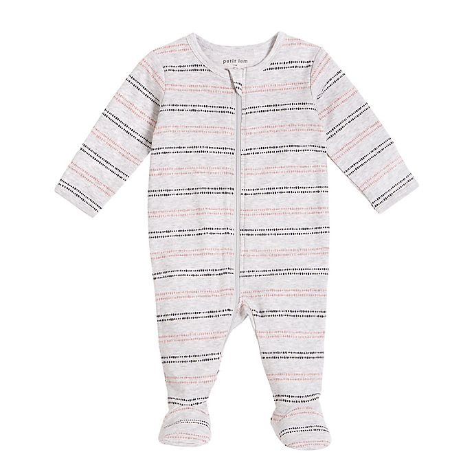 slide 1 of 1, Petit Lem Footie 6 months grey stripe, 1 ct