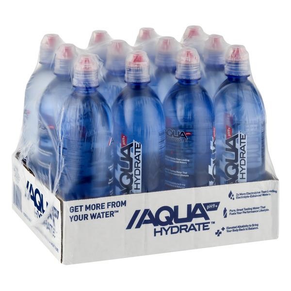 slide 1 of 1, AQUAhydrate Purified Water With Electrolytes 12Pk, 23.6 fl oz