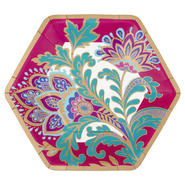 slide 1 of 1, Papyrus Jacobean Floral Dessert Plate, 1 ct