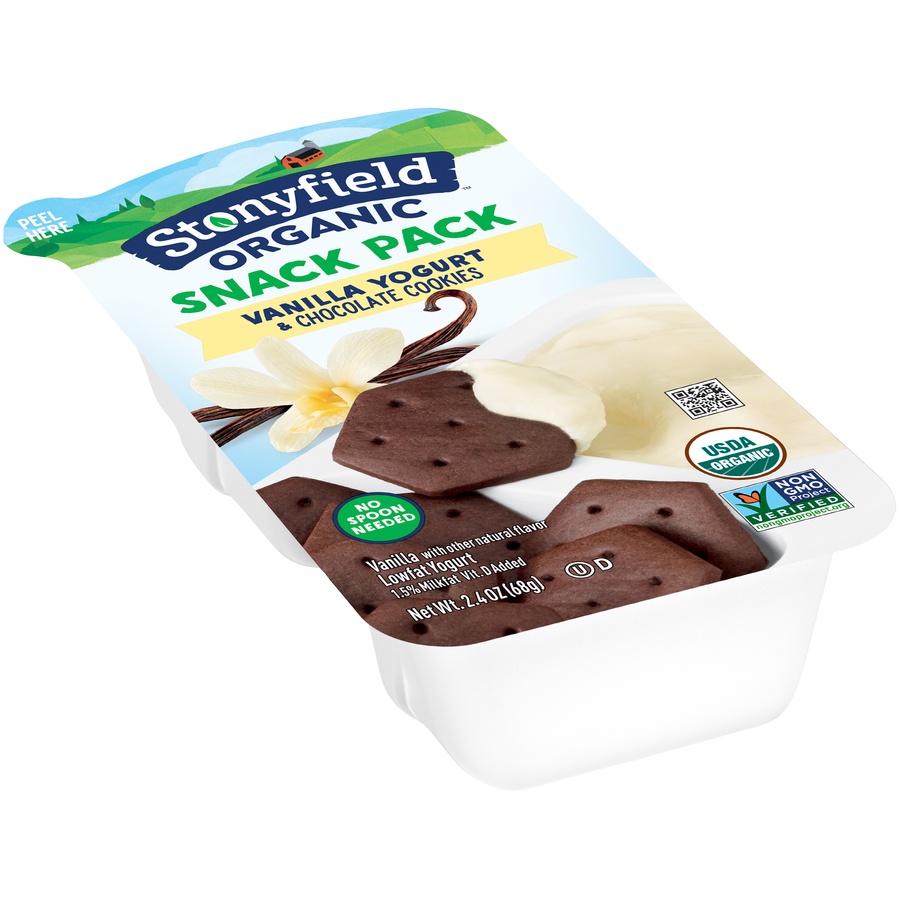 slide 3 of 8, Stonyfield Organic Vanilla Yogurt & Chocolate Cookies Snack Pack, 2.4 oz