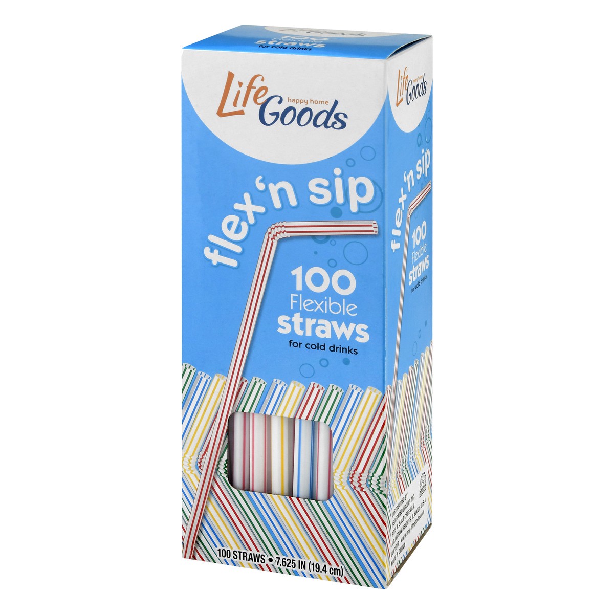 slide 5 of 8, Life Goods Flexible for Cold Drinks Straws 100 ea, 100 ct