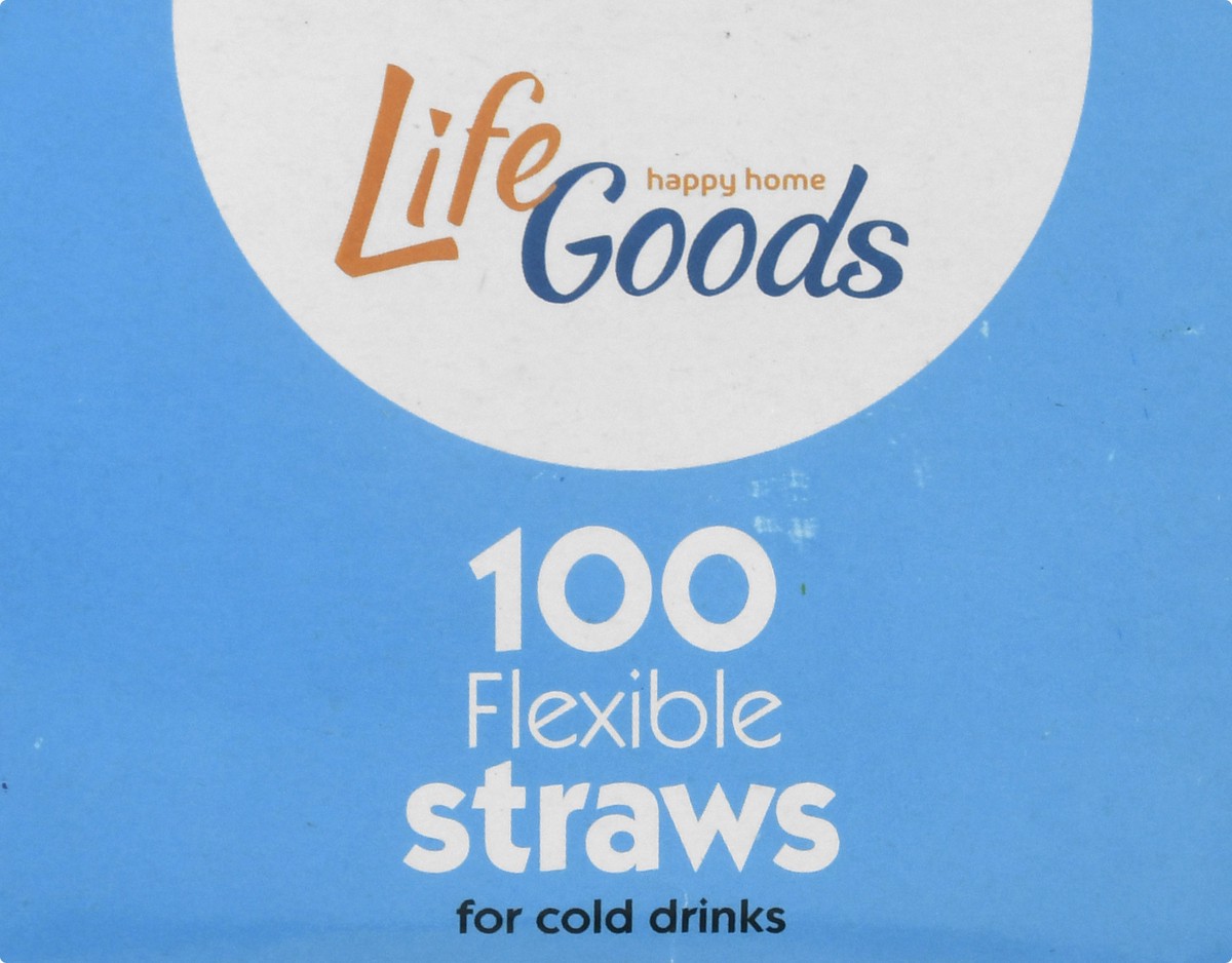 slide 3 of 8, Life Goods Flexible for Cold Drinks Straws 100 ea, 100 ct