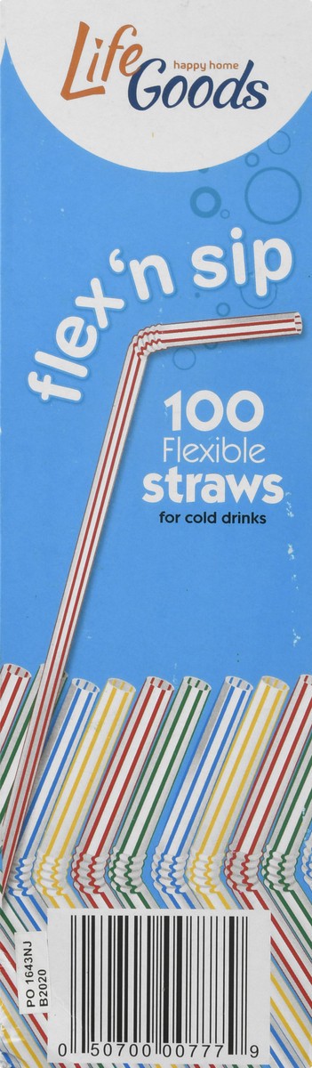 slide 7 of 8, Life Goods Flexible for Cold Drinks Straws 100 ea, 100 ct