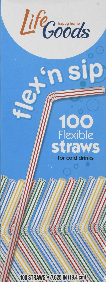 slide 2 of 8, Life Goods Flexible for Cold Drinks Straws 100 ea, 100 ct