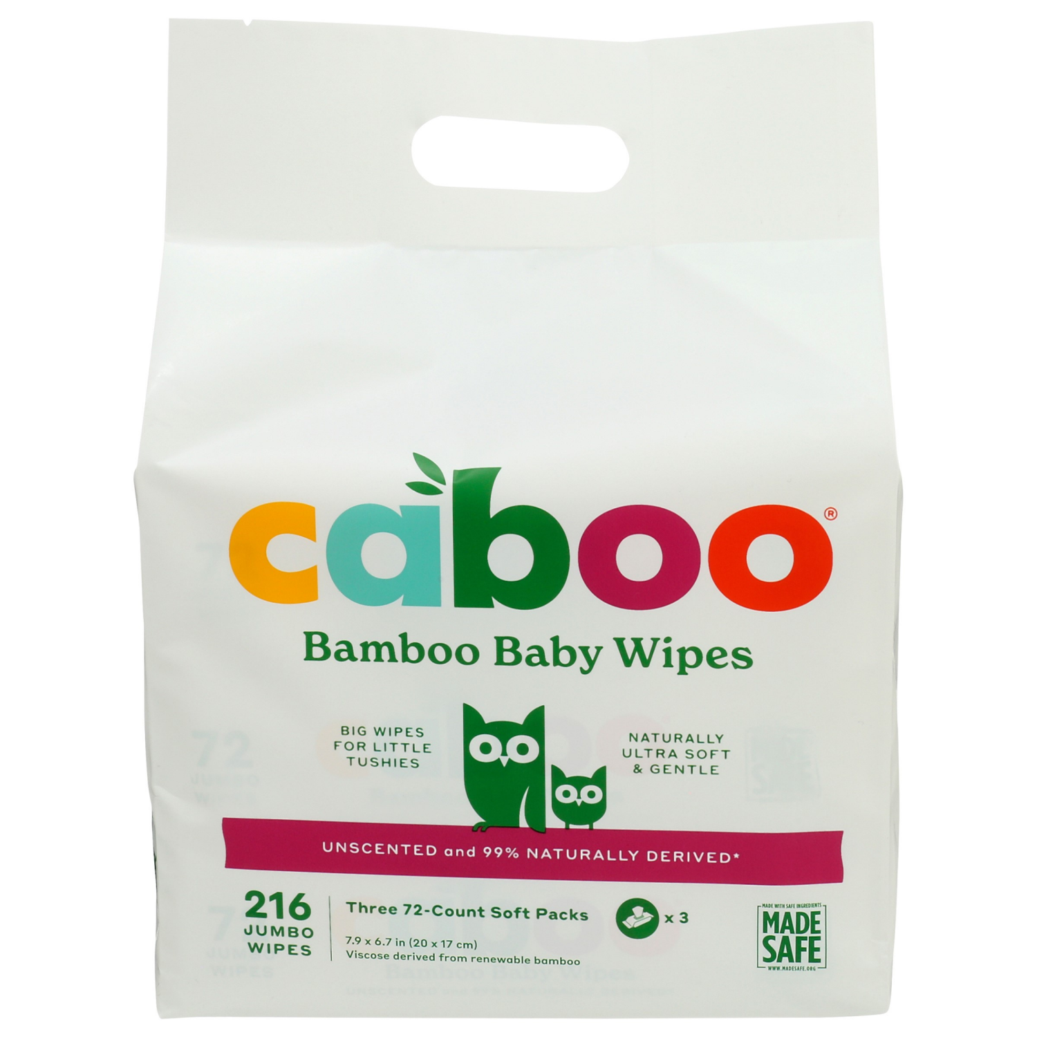 slide 1 of 4, Caboo Unscented Bamboo Baby Wipes Jumbo 3 - 72 Wipe Packs, 3 ct