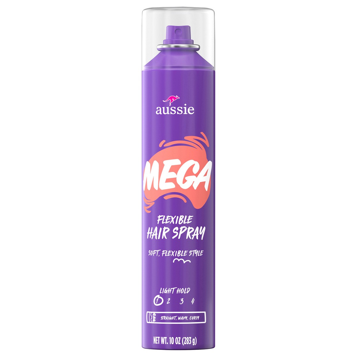 slide 1 of 1, Aussie Mega Flexible Hair Spray for Curly Hair, Straight Hair, and Wavy Hair, 10 oz, 10 oz