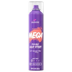 Aussie Mega Flexible Hair Spray for Curly Hair, Straight Hair, and Wavy Hair, 10 oz