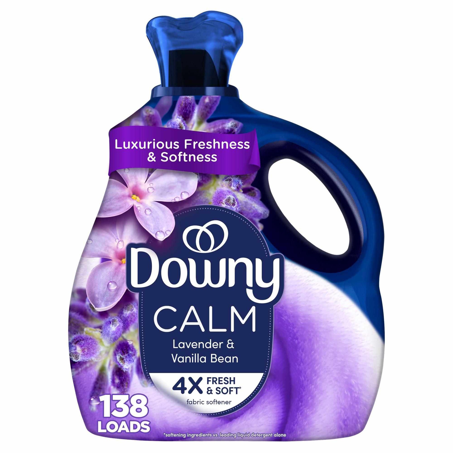 slide 1 of 6, Downy Ultra Soft + CALM Lavender and Vanilla Bean Fabric Softener Liquid 138 Loads 93 -fl oz, 1 ct