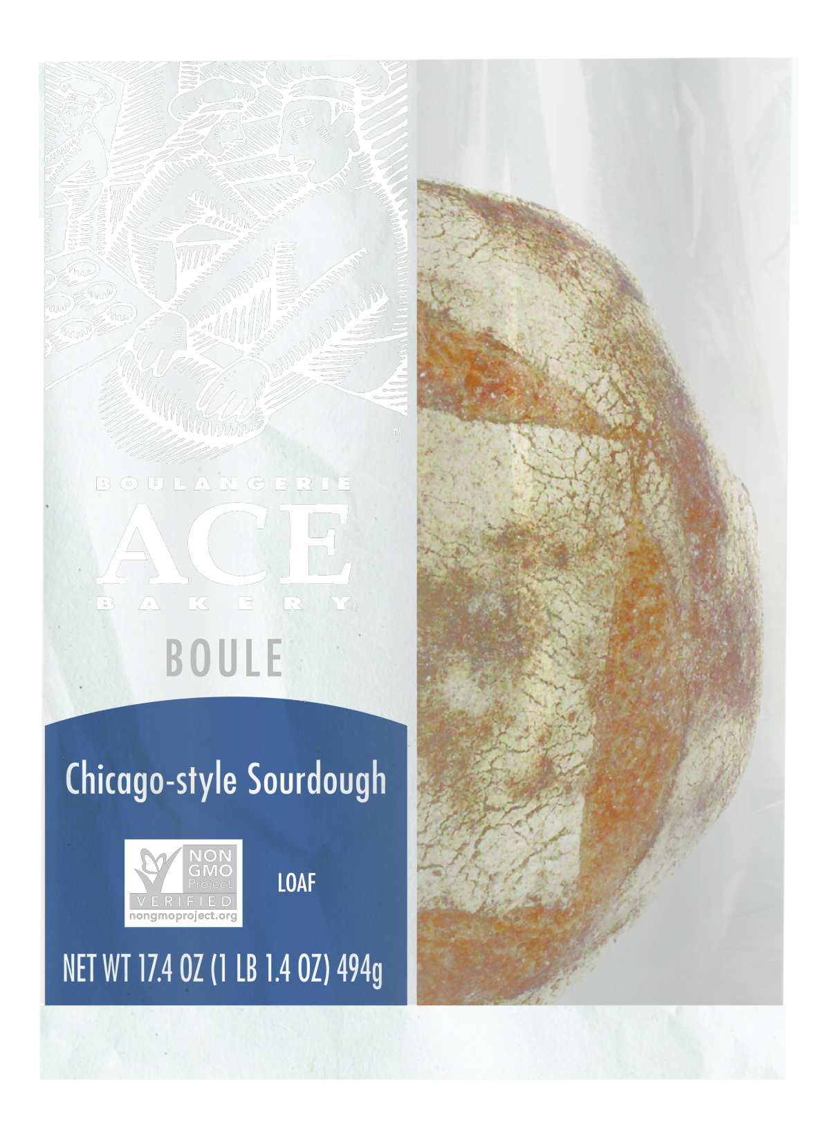 slide 1 of 17, ACE Bakery Artisan Bread, White Chicago-Style Sourdough Boule, 17.4 oz., 17.4 oz