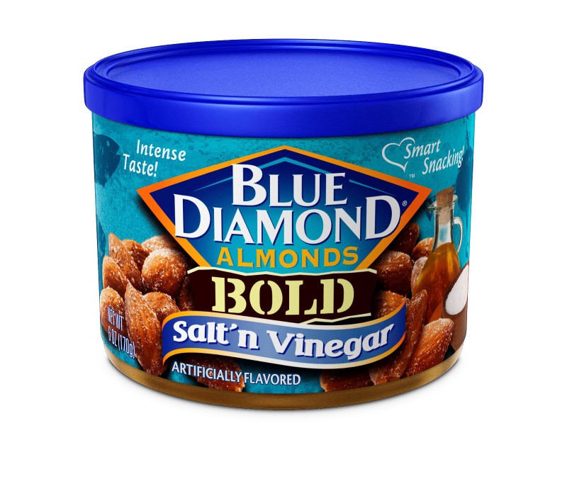 slide 1 of 14, Blue Diamond, BOLD Salt n' Vinegar Almonds, 6oz Can, 6 oz