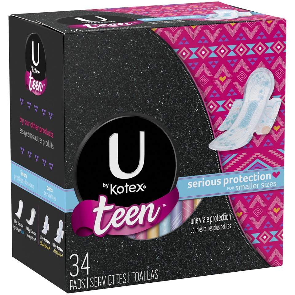 slide 2 of 3, Kotex Teen Serious Protection Pads, 34 ct
