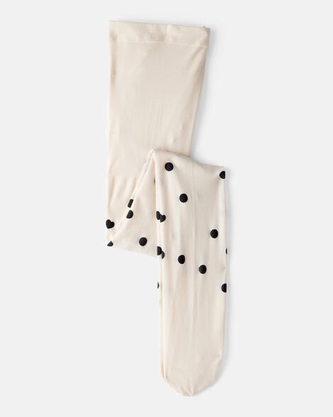 slide 1 of 1, Carter's Girls Polka Dot Tights - Cream Cream 4-7, 1 ct