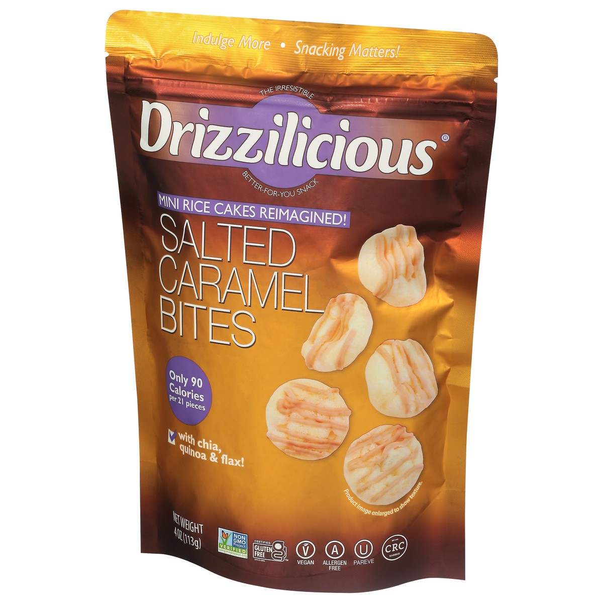 slide 2 of 9, Drizzilicious Salted Caramel Bites with Chia, Quinoa & Flax 4 oz, 4 oz