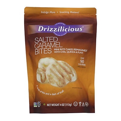 slide 1 of 1, Drizzilicious Salted Caramel Vegan Air Popped Rice Crisps, 4 oz