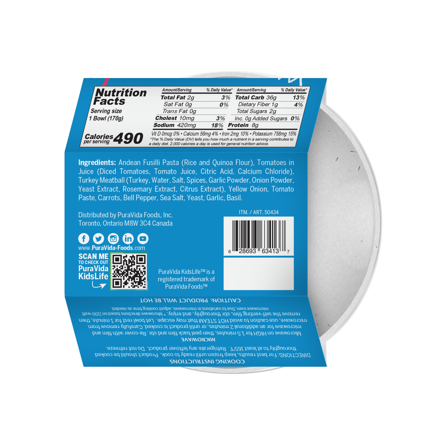 slide 2 of 2, Pura Vida KidsLife Fusilli & Meatballs, 6 oz, 6 oz