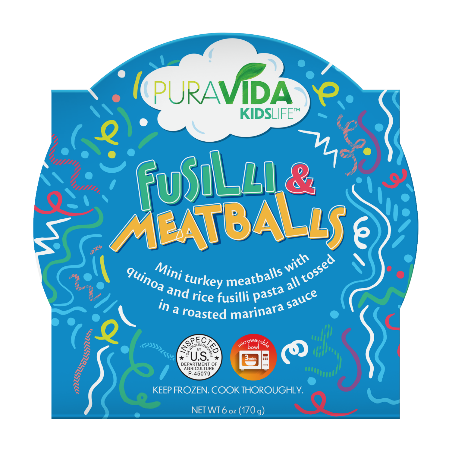 slide 1 of 2, Pura Vida KidsLife Fusilli & Meatballs, 6 oz, 6 oz