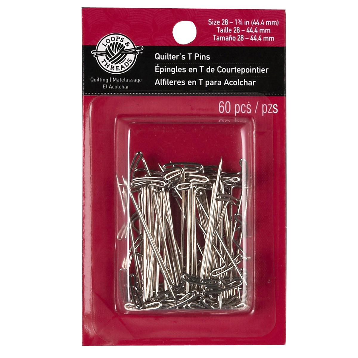 slide 2 of 3, Loops & Threads Quilter's T-Pins, 1 3/4", 1.75 in