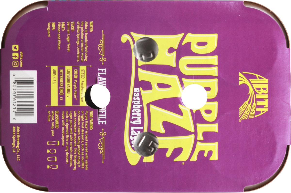 slide 6 of 9, Abita Purple Haze Raspberry Lager Beer, 6 ct; 12 oz